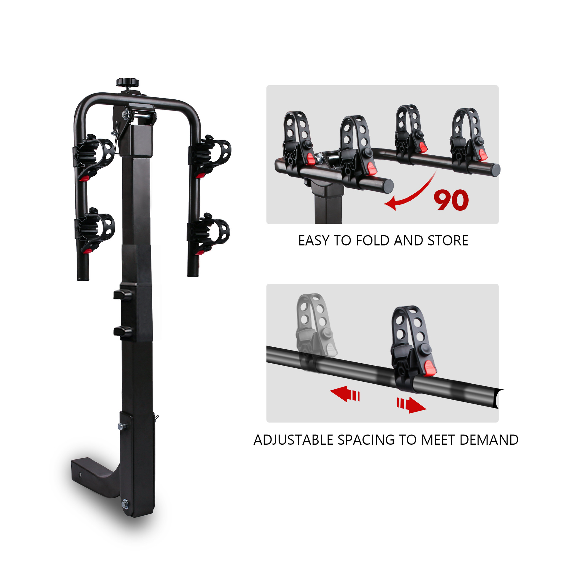 Car-Mounted Bicycle Rack, Two-Bike Rack, Reinforced Version, Regular Version, Adjustable Rear Suspension Rack for Vehicles