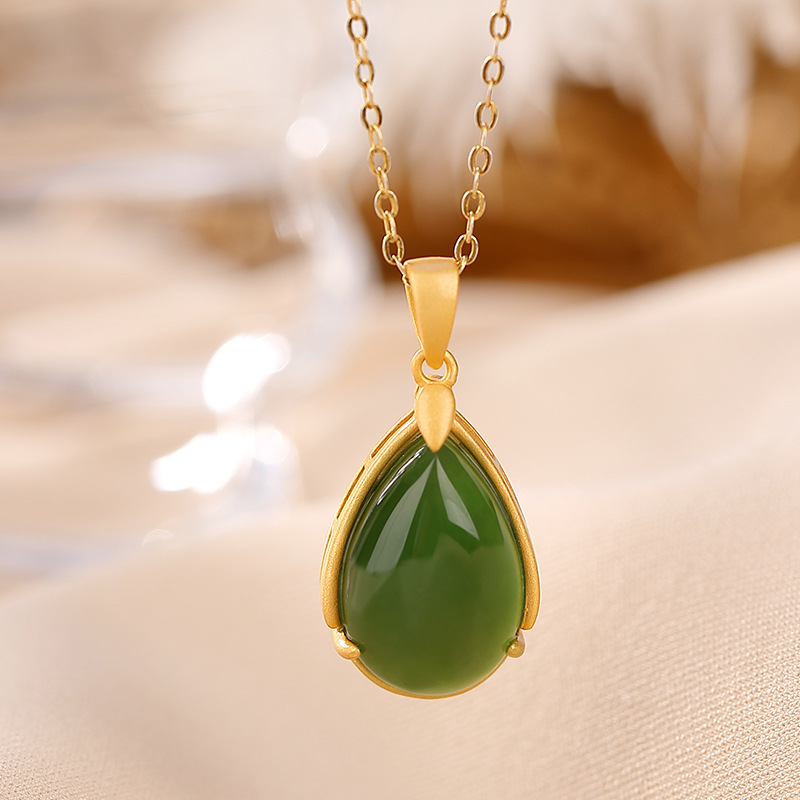 Mặt dây chuyền hình giọt nước bạc S925 mạ vàng đơn giản — Mặt Dây chuyền đơn (không có dây chuyền)