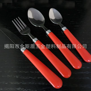 南美欧美12件套16件套24件套不锈钢餐具刀叉勺低价彩色波点定制