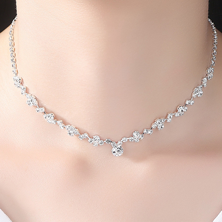 Sucesso de vendas transfronteiriço: Joias de noiva europeias e americanas, acessórios de casamento femininos, corrente simples com fecho de garras, elegante._voghion.com