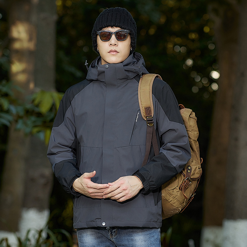 3 - en - 1 ropa de asalto para hombres al aire libre dos piezas de relleno de terciopelo interior otoño invierno montañismo impresión de logotipo fijo ropa de trabajo mujer