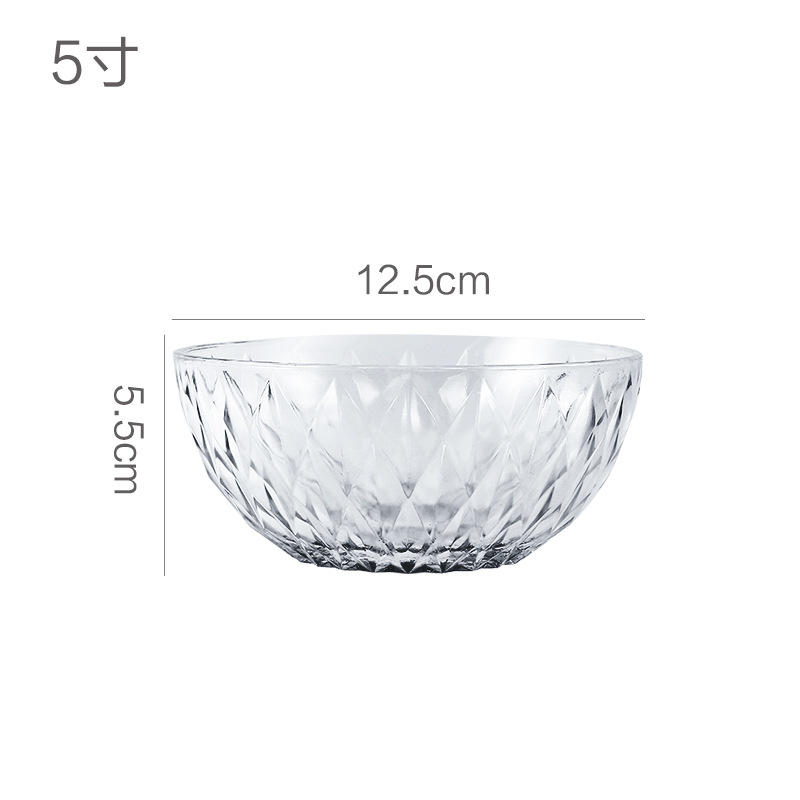 Tazón de vidrio para ensalada transparente resistente a altas temperaturas creativo japonés de alto valor de postre cubiertos grandes tazones de sopa dulce tazón