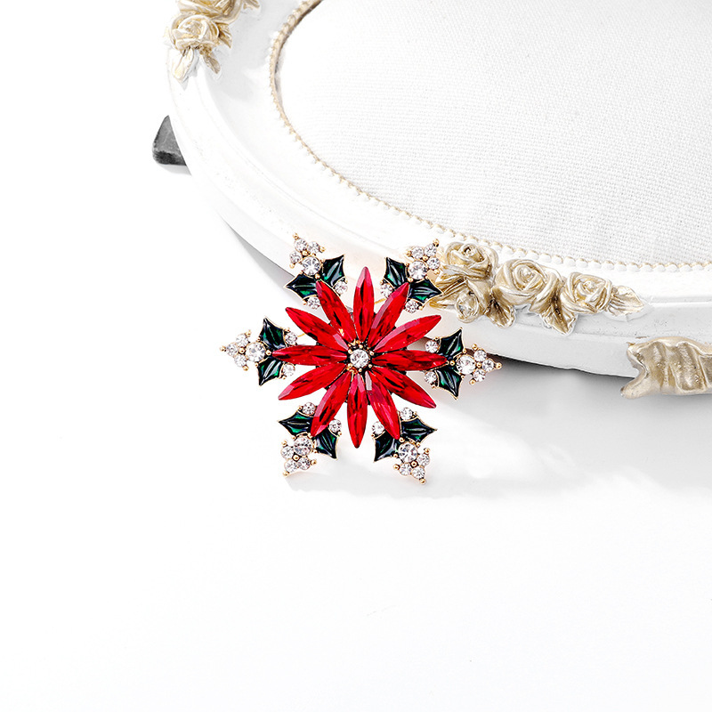 Exquisite Alloy Rhinestone Snowflake Christmas Brooch For Women_voghion.com