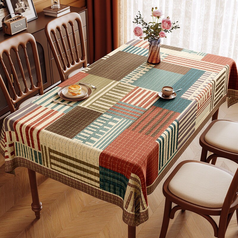 American-Style Retro Tablecloth, Waterproof, Oil-Proof, No-Wash, Atmospheric Dining Tablecloth, Light Luxury, High-End Feel, 2025 New Model Coffee Table Cloth