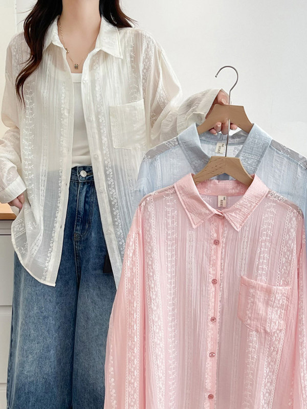 [80% Tencel 20% Cotton] Textured Sun-Protective Shirt for Women, 2026 Design, Loose Casual Shirt with Long Sleeves