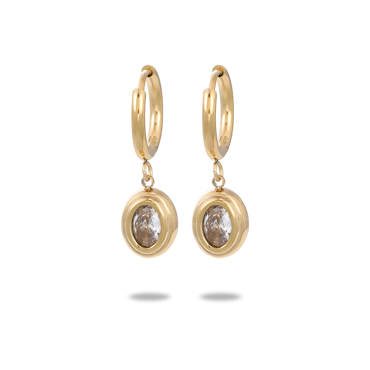 304 Stainless Steel Material Geometric Pattern Women's Gender PVD Coated Real Gold Plated 18K Geometric 304 Stainless Steel Elegant Streetwear Waterproof Non Tarnish Charm Sleeper Hoop Earrings Drop