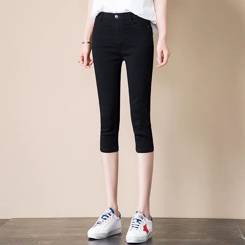 2026 Summer Thin High-Waisted Elastic Skinny Black Capri Leggings for Petite Women 2026 Summer Thin High-Waisted Elastic Skinny Black Capri Leggings for Petite Women