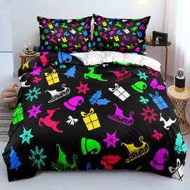 3D数码印花圣诞节系列三件套四件套床上用品可尺寸图片