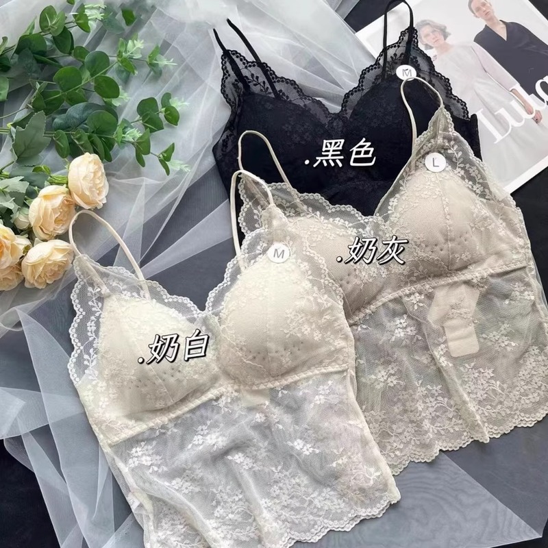 2025 Summer Lace Bra Camisole with Built-In Bra Pads for Women, Thin Style for Layering or Wearing Alone, Tank Top Style