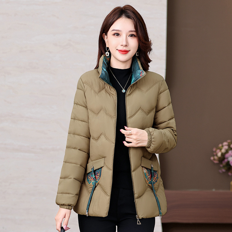 新款加厚中年棉衣女外套洋气加厚保暖小个子妈妈装羽绒棉服立领|undefined