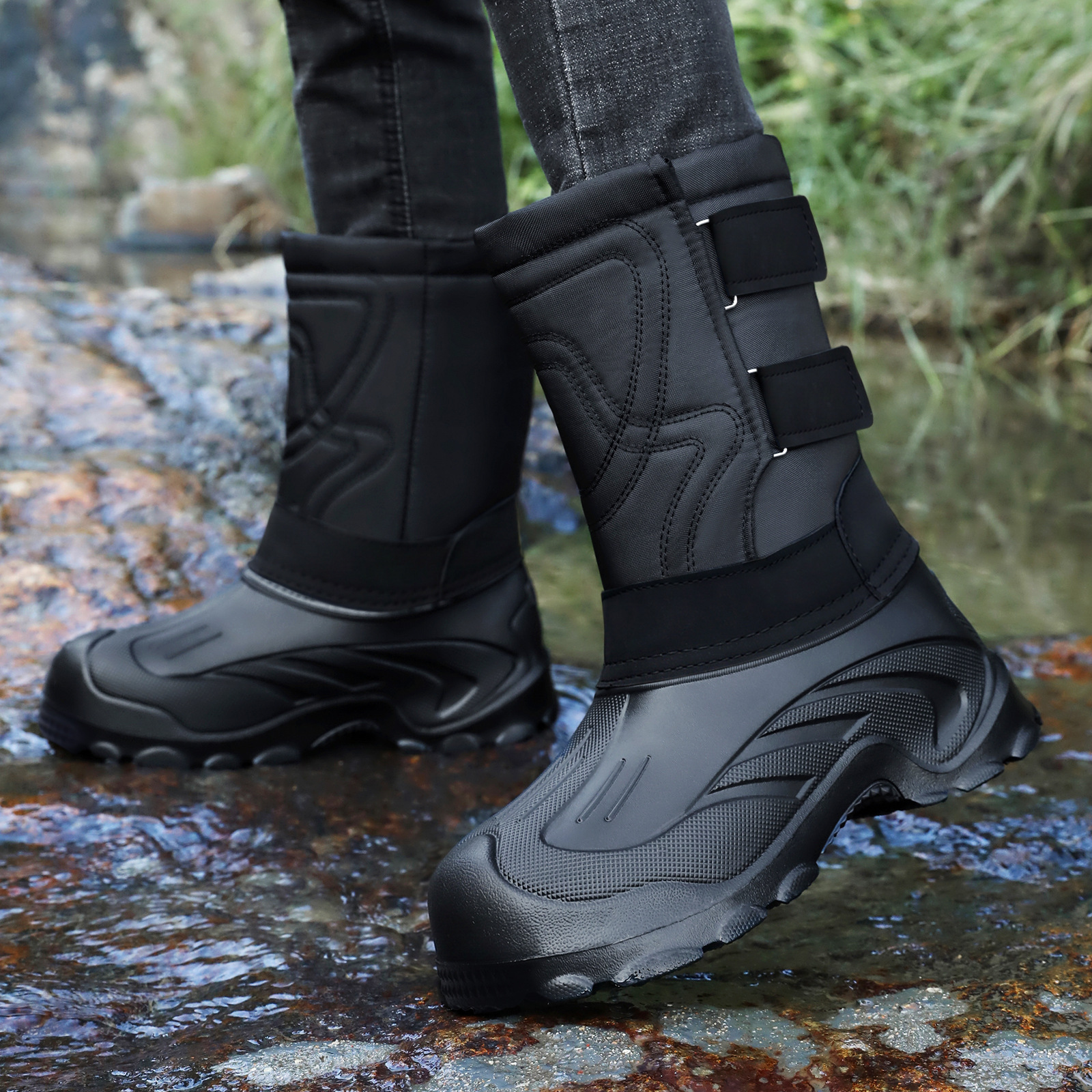 Zapatos de algodón para hombres, botas de nieve de tubo alto de invierno, botas de algodón gruesas transfronterizas, zapatos de algodón cómodos al aire libre. image 4
