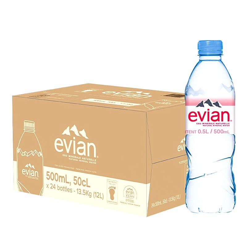 Evian Evian Natural Mineral Water French Original Imported Water 500ml*24 Bottles Full Box 25 Years New Date Evian Evian Natural Mineral Water French Original Imported Water 500ml*24 Bottles Full Box 25 Years New Date