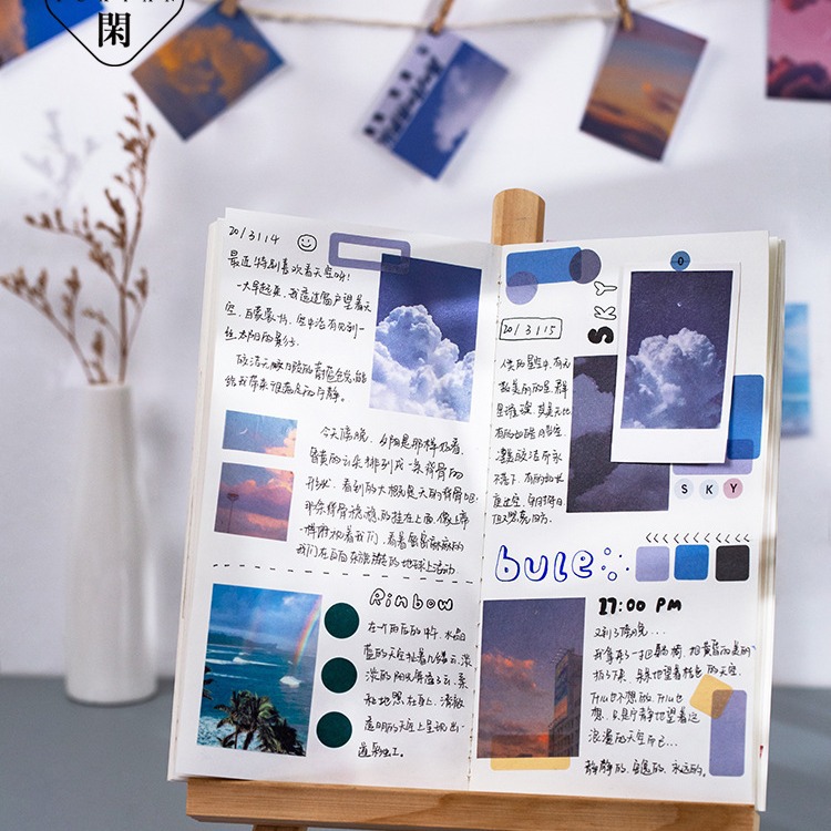 Yuxian Baotou etiqueta libro cielo isla serie romántica paisaje diario material decoración 50 unidades Amazon 6 modelos