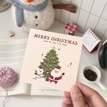 圣诞节小卡片手写感谢祝福贺卡圣诞树雪人平安夜礼物鲜花烘焙卡片