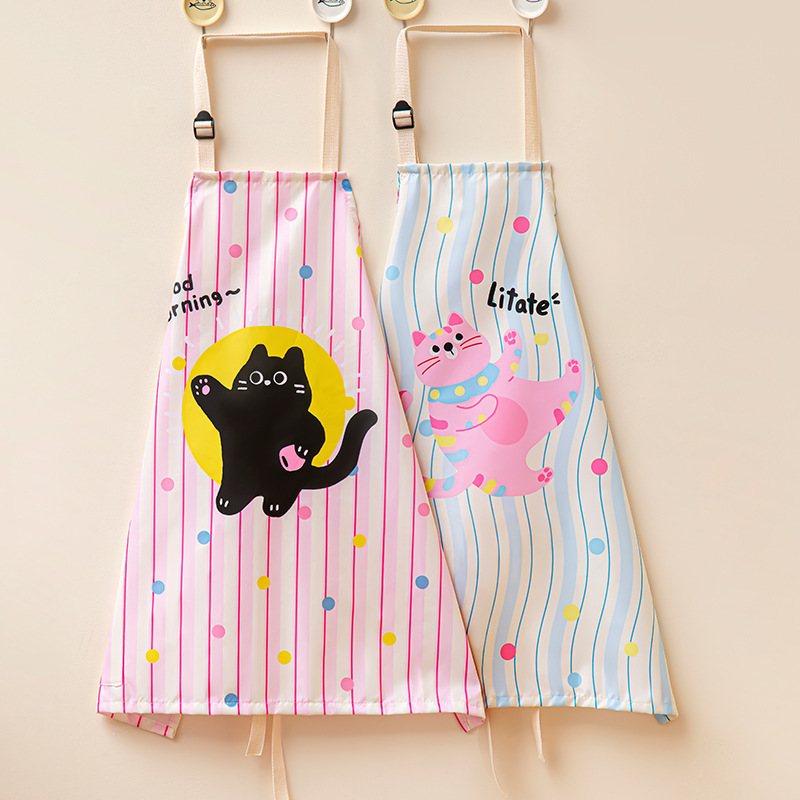 Dopamine Apron Waterproof Dirty-resistant Kitchen Household Oil-proof Half-length Apron Cartoon Cute Fun Work Overalls Cross-border