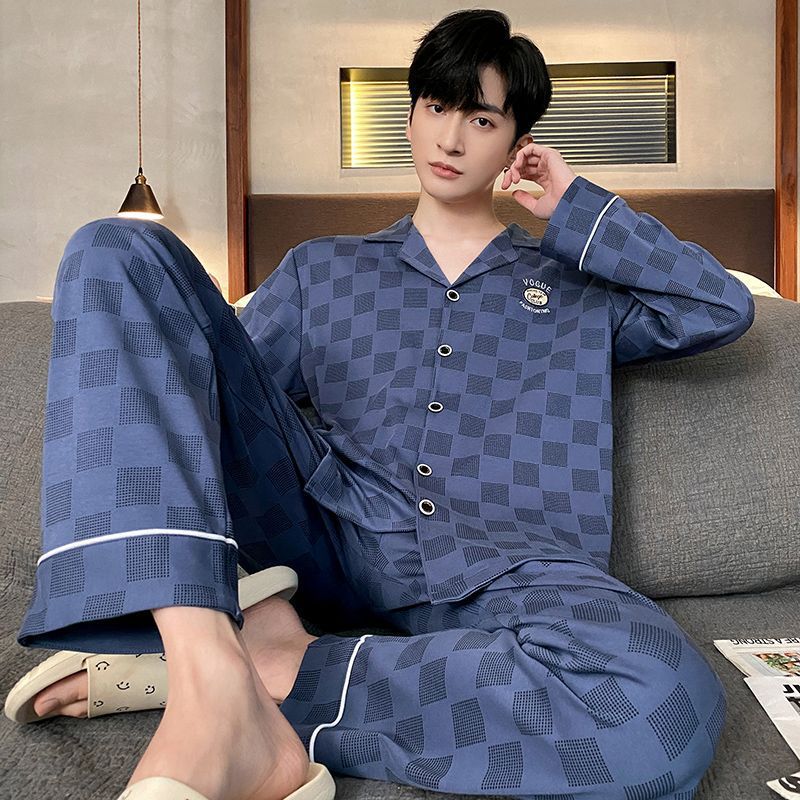 Pijamas de los hombres Primavera y Otoño Invierno 100% algodón de manga larga pantalones delgados más tamaño desgaste de alto nivel de los hombres de verano ropa de casa