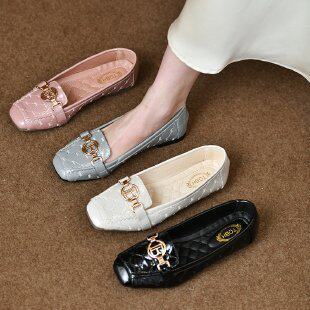 Women's Single Shoes 2022 New Women's Shoes Summer Korean Style Mama Shoes Flat Shoes Large Size Square Toe Shoes