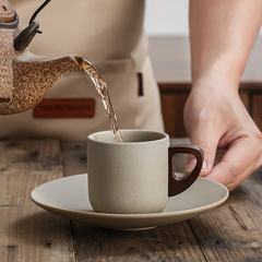陶土粗陶瓷浓缩咖啡杯中式家用小巧精致拿铁陶瓷水杯小众复古设计