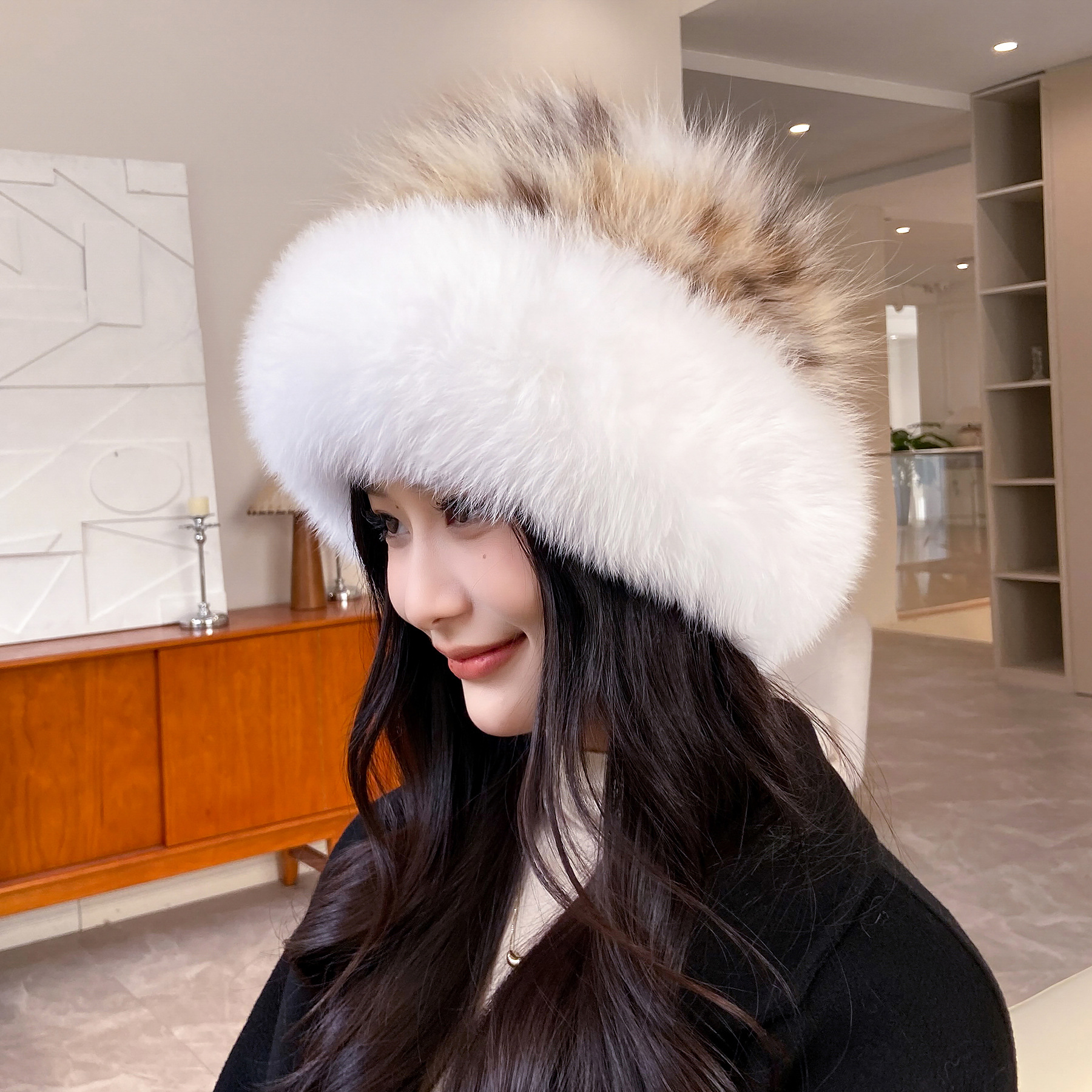 Fur Hat Women's Winter New Warm Ear Protection Fisherman Hat American Lynx Lynx Basin Hat Chinchilla Fox Fur