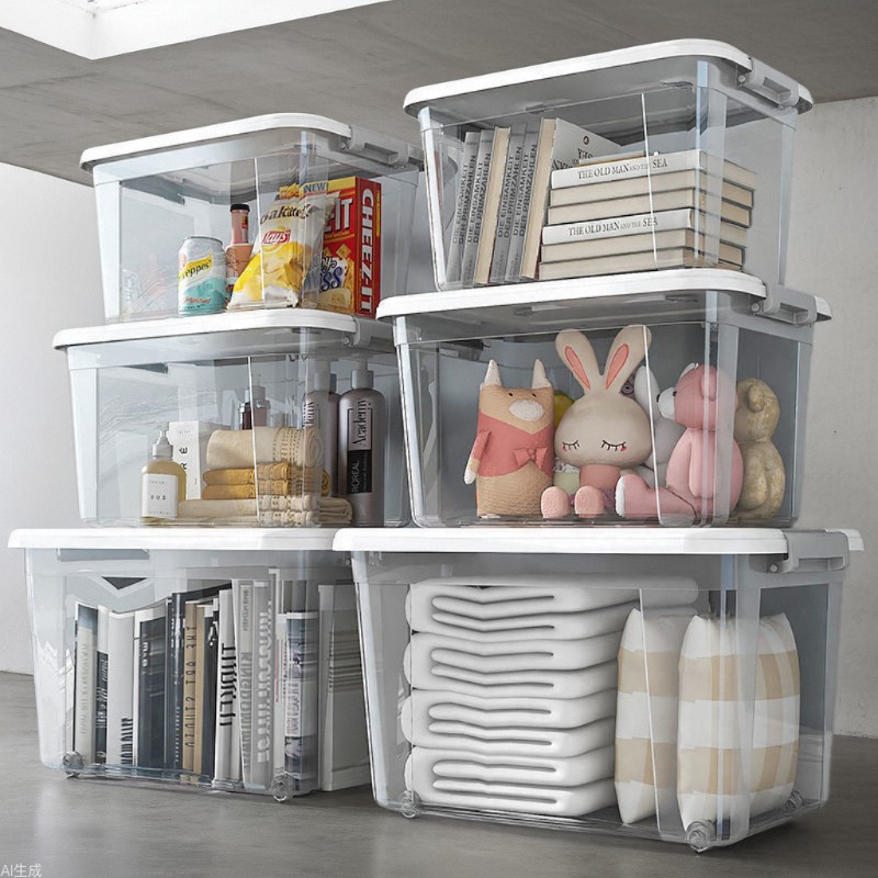Storage Box Household Storage Box Transparent Sundry Toy Storage Box Large Clothing Storage Box Snack Plastic Wholesale