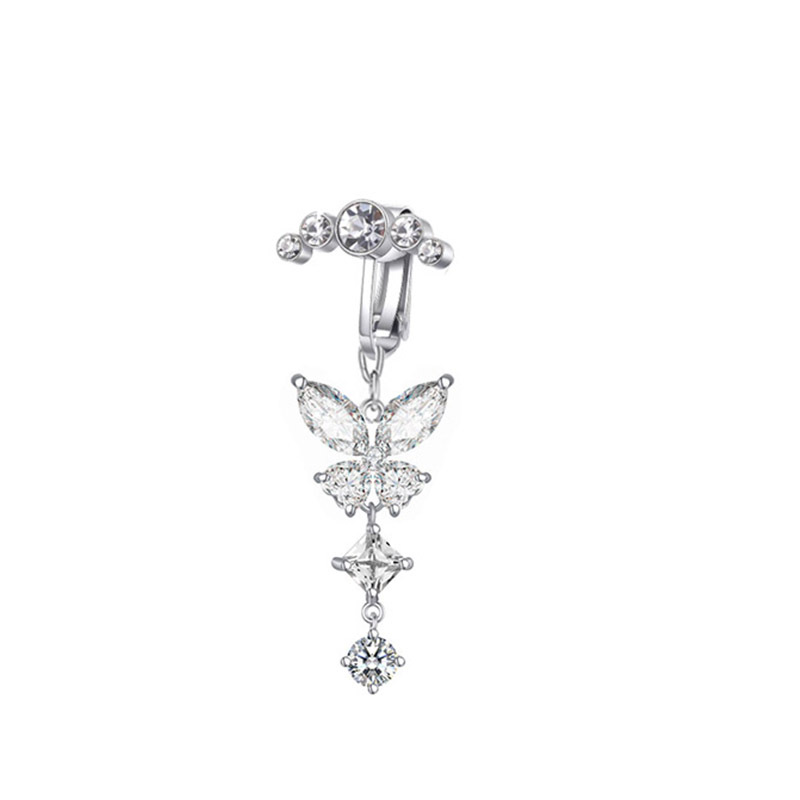Bijou de piercing pour nombril en forme de cœur, papillon en zircon, style européen et américain (INS)._voghion.com