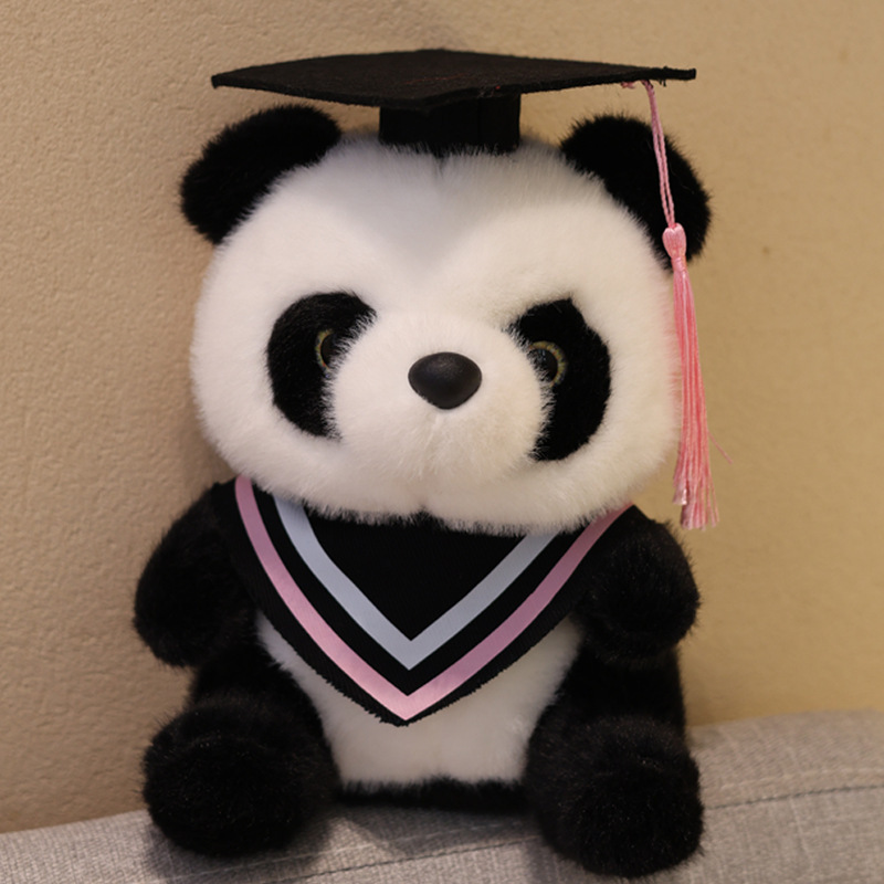 Doctor panda muñeca juguetes de peluche simulación panda gigante tela muñeca de graduación osos regalos se pueden imprimir LOGO