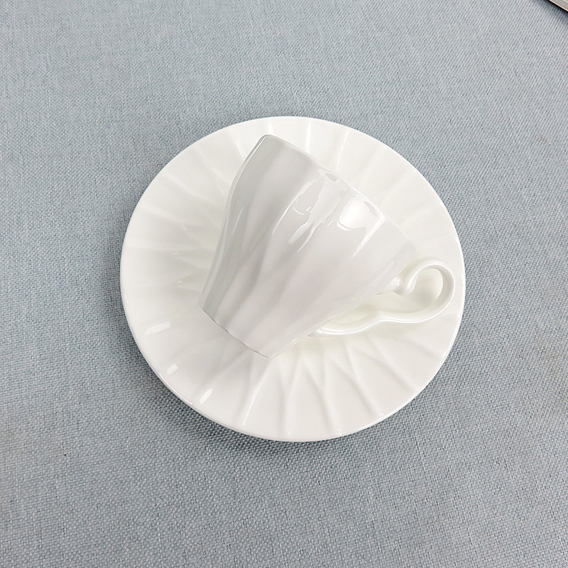 Conjunto de tazas de café de porcelana nórdica transfronteriza simple blanco puro taza de regalo de té de la tarde se puede imprimir LOGO »