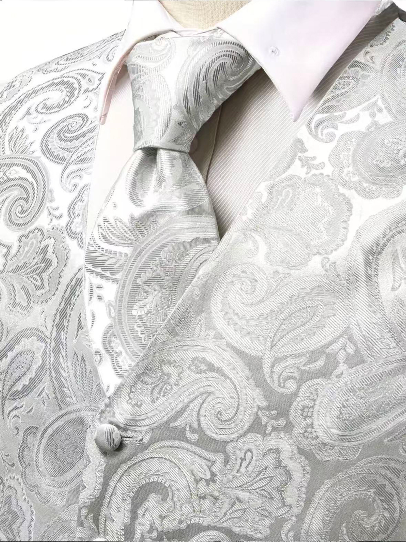 Herren Paisley Weste Set Mit Krawatte Einstecktuch Manschetten_voghion.com
