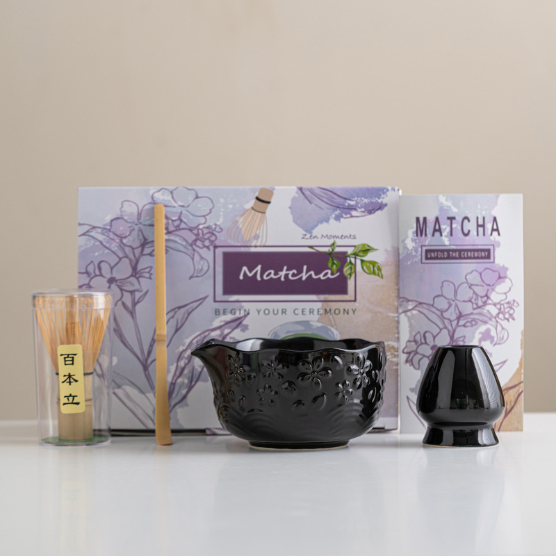 跨境樱花粉日式抹茶茶具套装7件套茶筅抹茶碗茶筅立百本立礼盒装|undefined