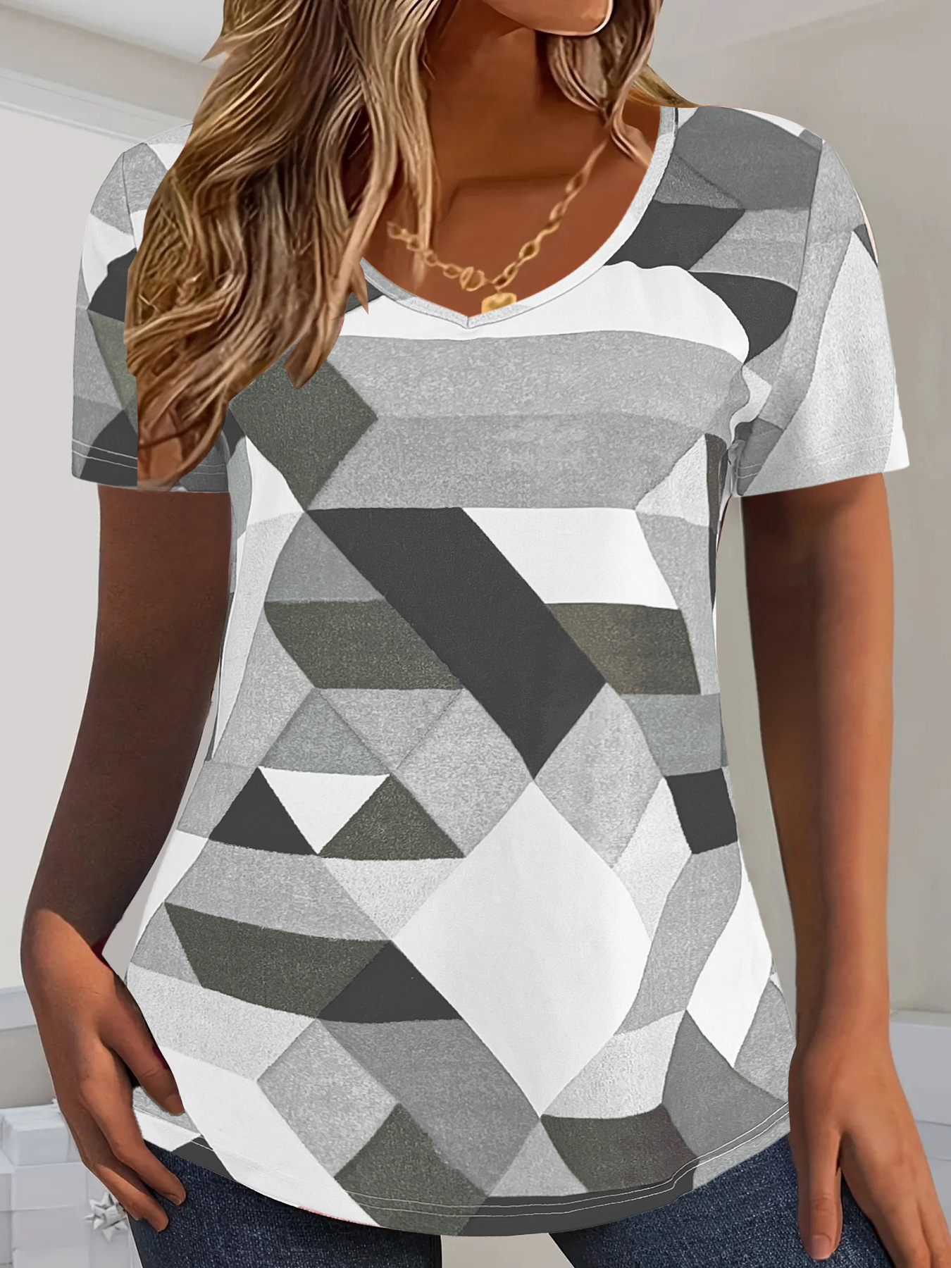 Vibrant 3d Print Round Neck T-Shirt For Women, Soft Polyester Casual Tee, Loose Fit Short Sleeve Top For Daily Wear_ecoleips.com