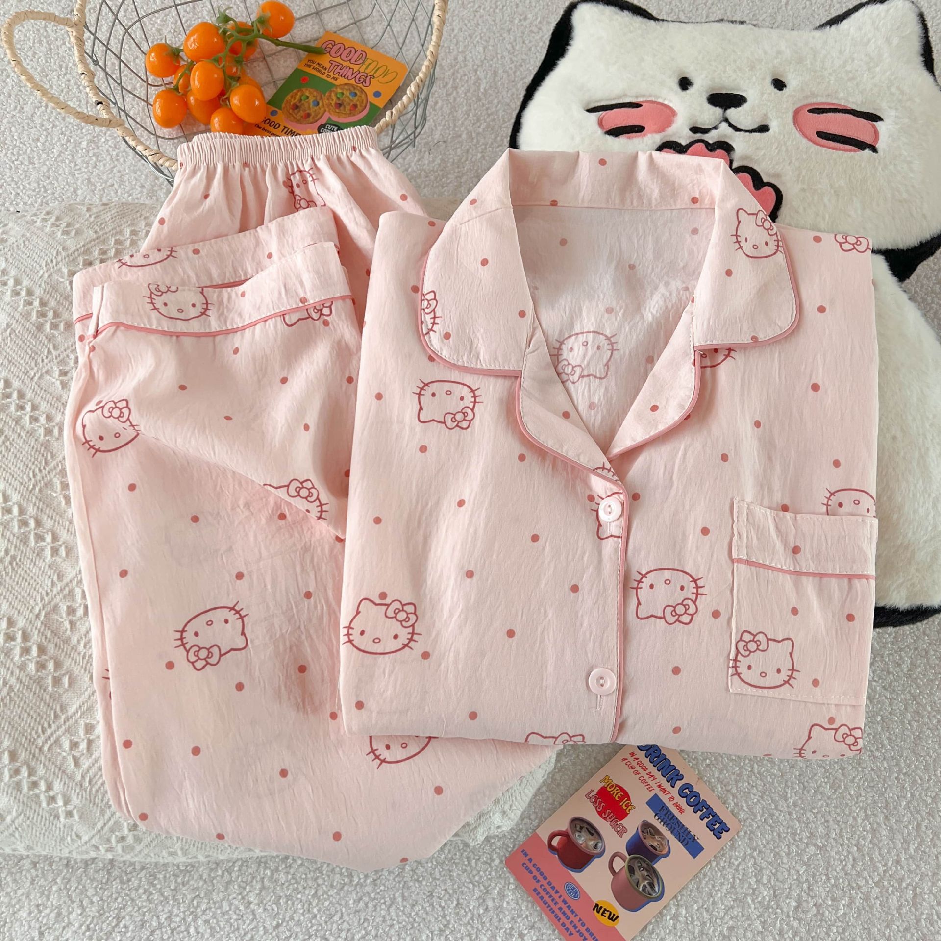 Al por mayor transfronterizo primavera y otoño 2026 nuevo pijama de mujer dibujos animados nubes dulces cardigan de algodón mangas largas pantalones largos cubierta de ropa para el hogar image 18