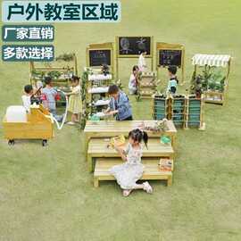 幼儿园户外角色扮演区娃娃家厨房绘画墙贩卖台桌椅游戏屋交通游戏
