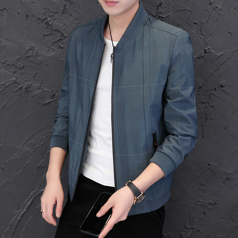 Directo de fábrica chaqueta casual de los hombres abrigo de moda guapo todo-fósforo de béisbol cuello chaqueta a cuadros ropa de entrega de apoyo