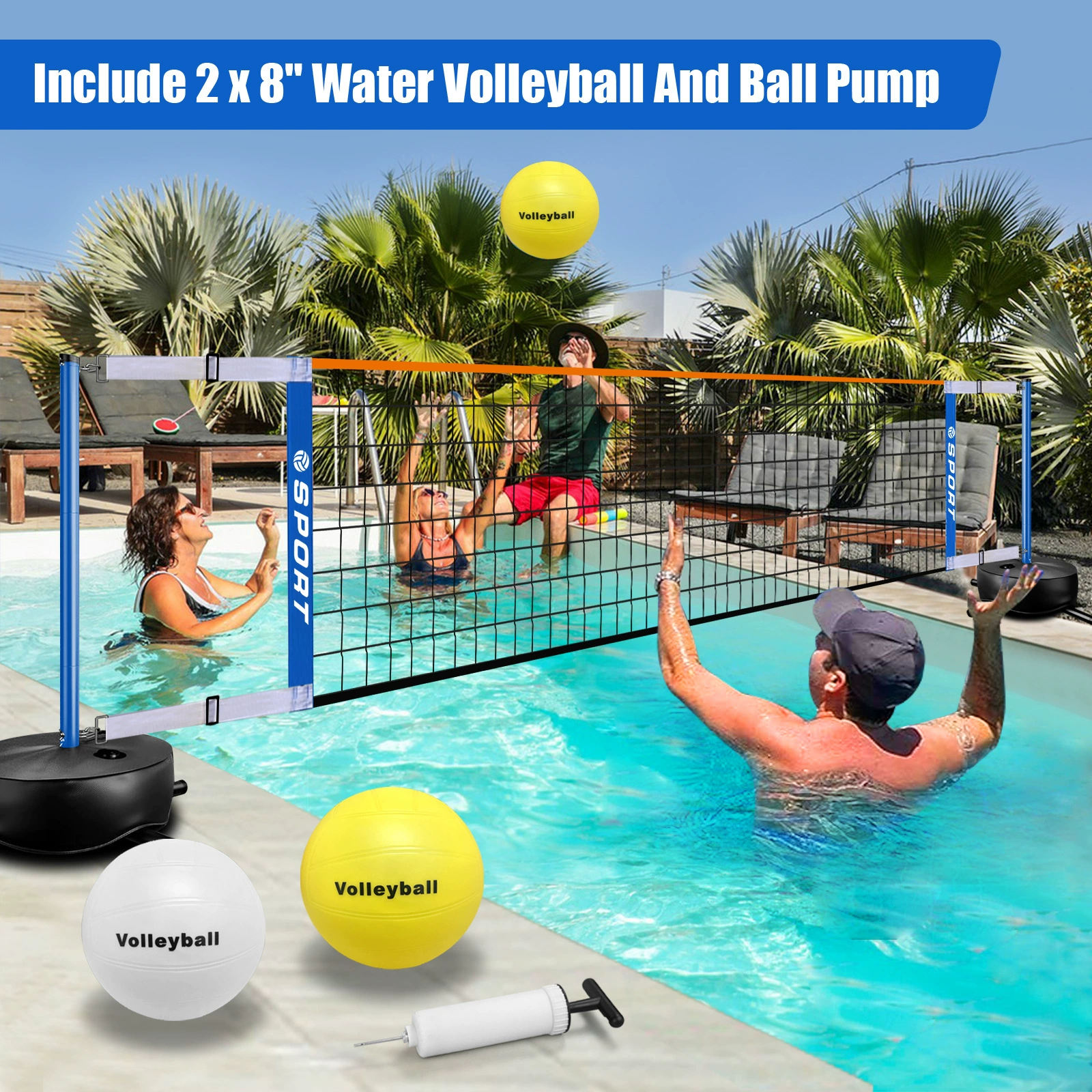 Новый стиль открытый крытый развлечения воды волейбол сетка рамка портативный съемный складной