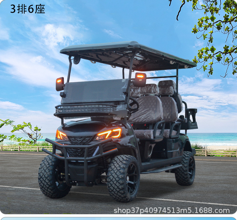 2-4-6 Seat Electric Golf Cart, Tourist Car for Scenic Spots, Factory Shuttle, Reception and House Viewing Vehicle, Four-Wheel Patrol Car