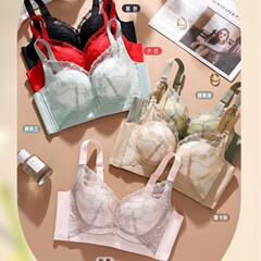 中厚小胸内衣女聚拢防下垂蕾丝胸罩无钢圈聚拢侧收副乳调整型文胸