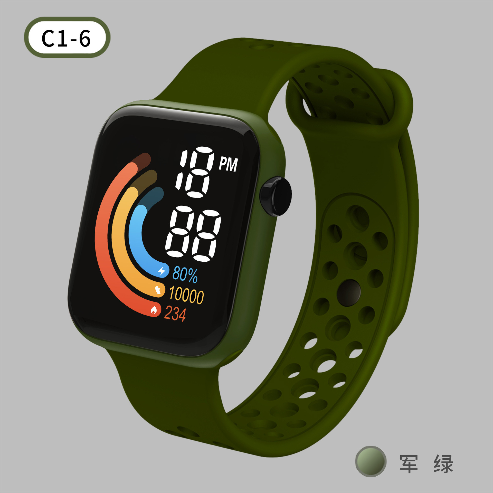 Reloj electrónico de C1-6LED caliente transfronterizo directo de fábrica reloj impermeable pulsera reloj deportivo de los niños en stock