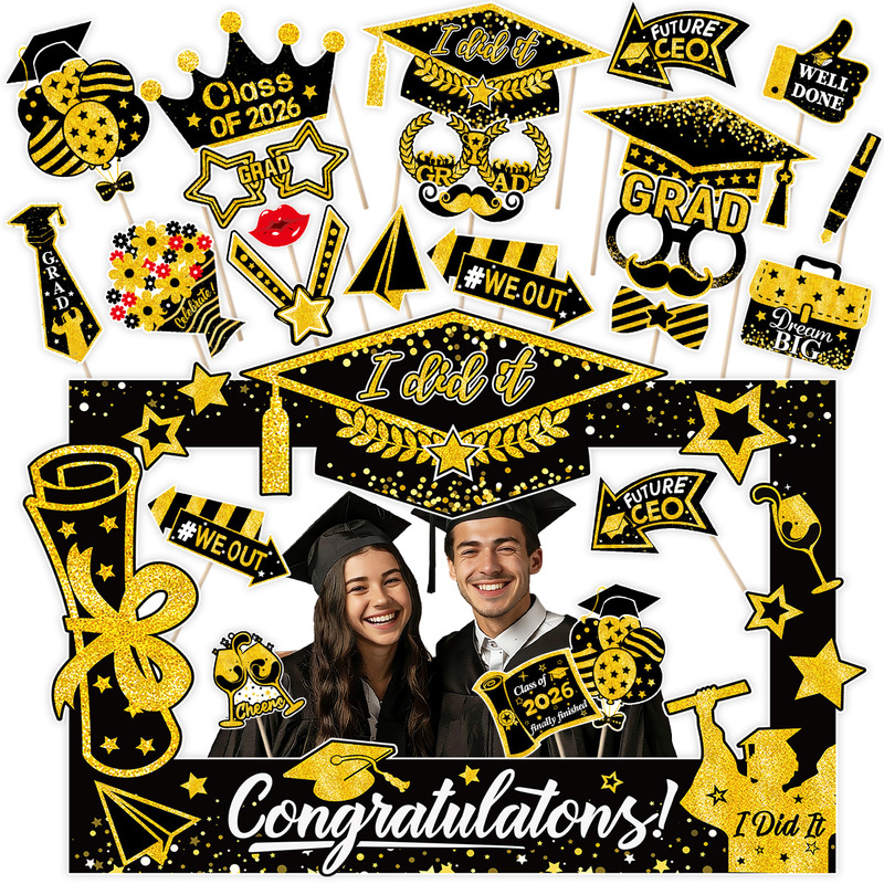 2026 University Graduation Season Party Decorations Photo Props Photo Frames Graduation Ceremony Atmosphere Decoration Masks