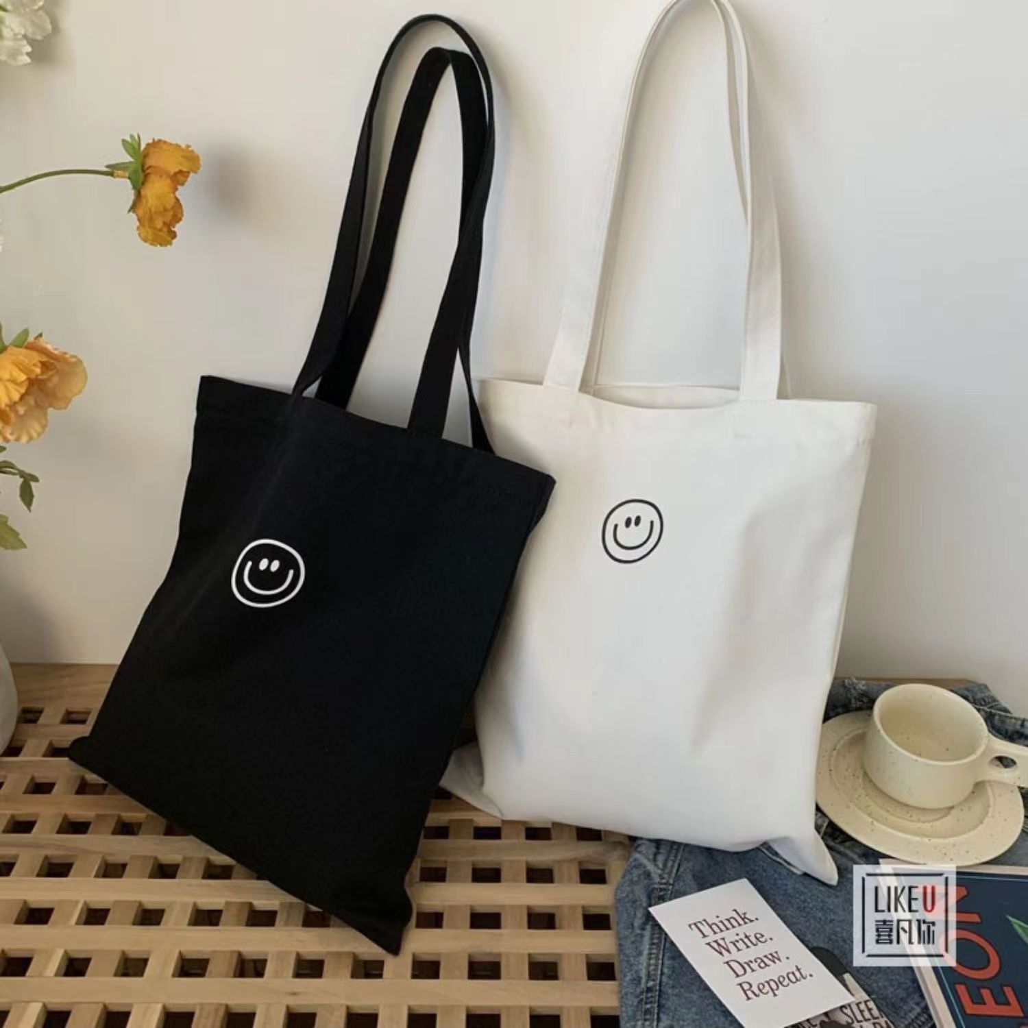 Original design Korean style new lazy style ins hand shoulder bag college student canvas bag school bag for women