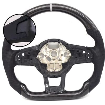 Suitable for Golf 7 GTI Golf7, carbon fiber RLINE sports steering wheel, white return-to-center mark with cover (Steering wheel) - there-is-a-cover