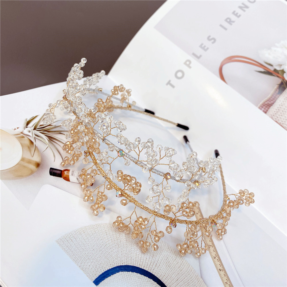 Korean Style Snowflake Imitation Crystal Diamond Gold Wire Headband display picture 6