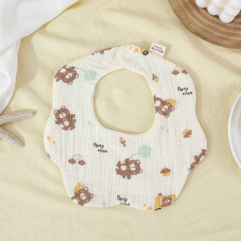 Babero para bebés todos los días Toalla de saliva transpirable de gasa de algodón de seis capas Bebé recién nacido Un babero de pétalos para hombres y mujeres