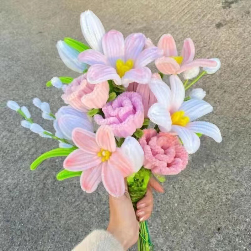 扭扭棒花束玫瑰花手工编织diy材料包送闺蜜女友百合花情人节礼物|undefined