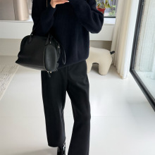 觅盟服饰 IC小禾翻领侧拉链羊毛造型感纯色慵懒针织长袖开衫毛衣