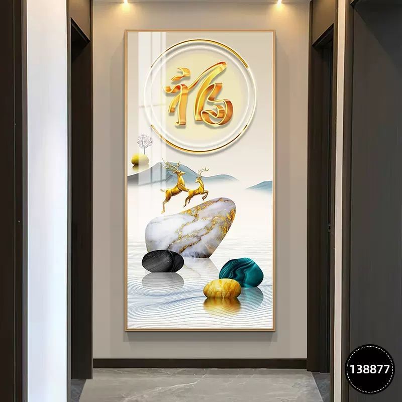 Pintura decorativa de entrada moderna de lujo ligera atmósfera Fu Zi de alta gama mística fondo mural decoración de muros colgantes de pasillo mural image 25