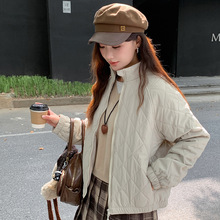 简约羊毛棒球服2025秋冬新款高级感休闲百搭宽松立领短款棉服上衣