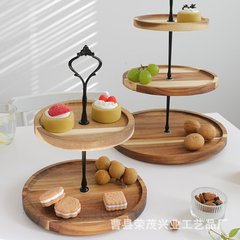 二重アカシア木制トレーデザートスナックプレート结婚三段フルーツお菓子ドライフルーツ皿ケーキ展示トレー