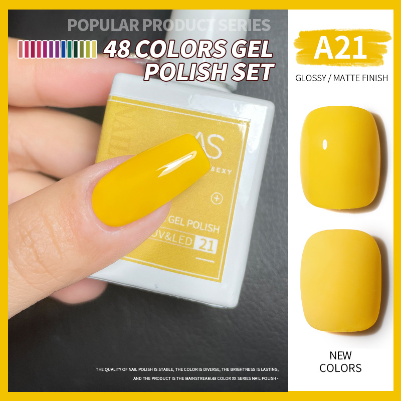 Una botella de pegamento de esmalte de uñas de un color 2022 nuevo verano popular 48-color Pequeño conjunto para el salón de uñas traje completo