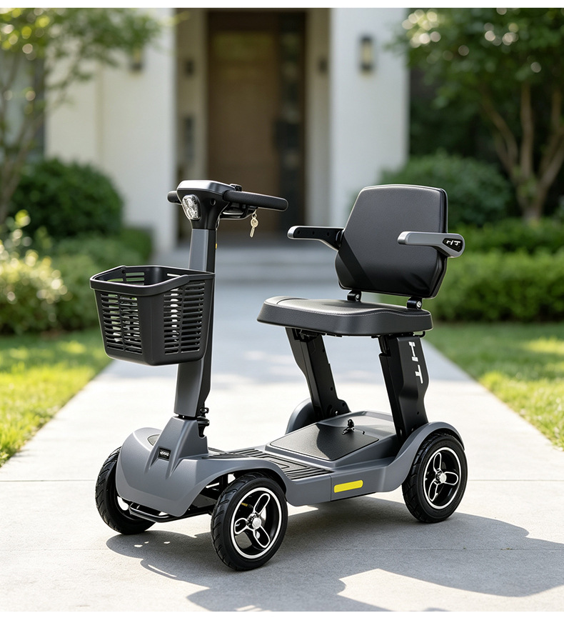 New four-wheeled electric vehicle, designed for seniors, a convenient and age-friendly small, foldable electric scooter for home use