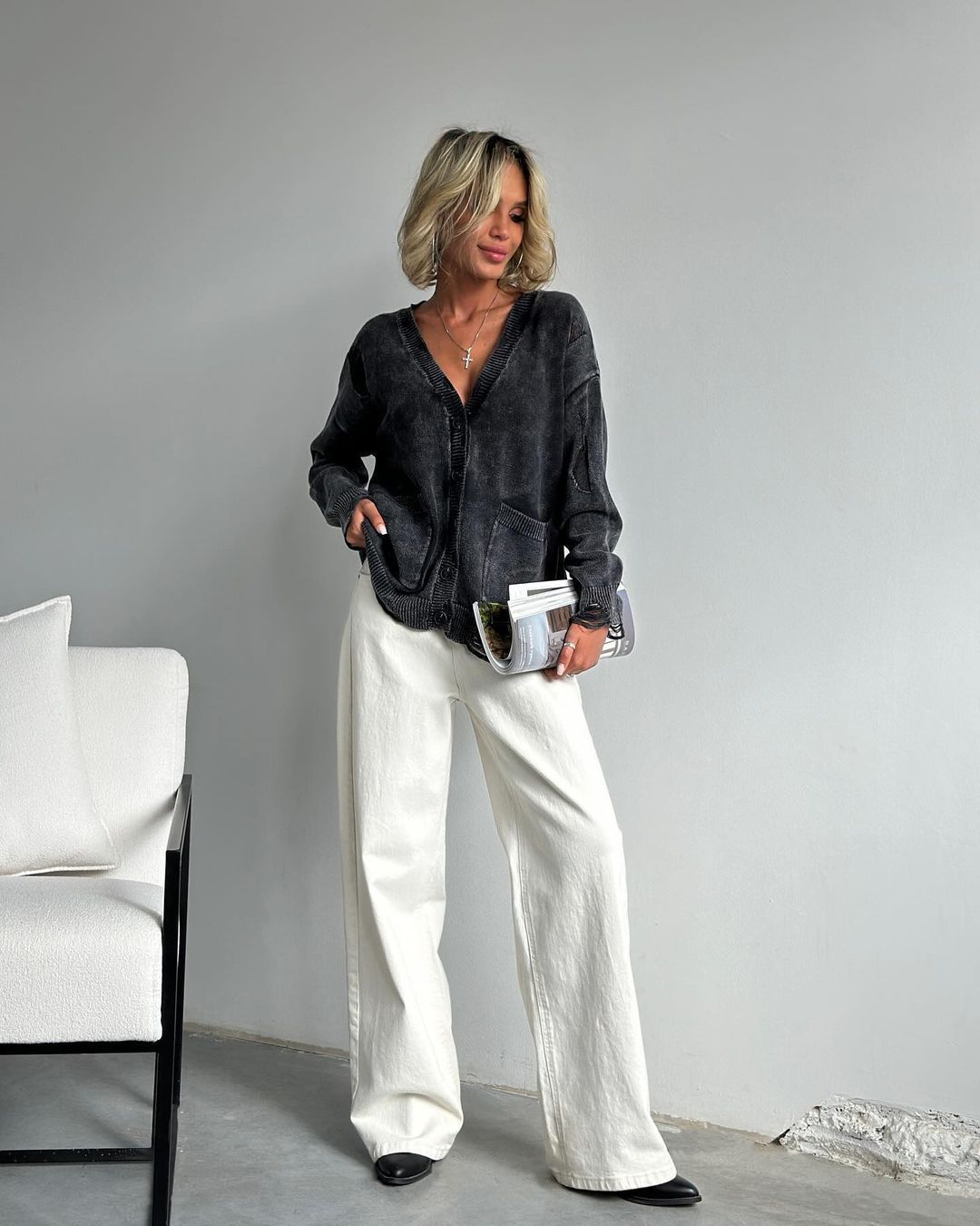 Damen Strickcardigan Vintage Langarm Strickjacke Für Den Winter_voghion.com